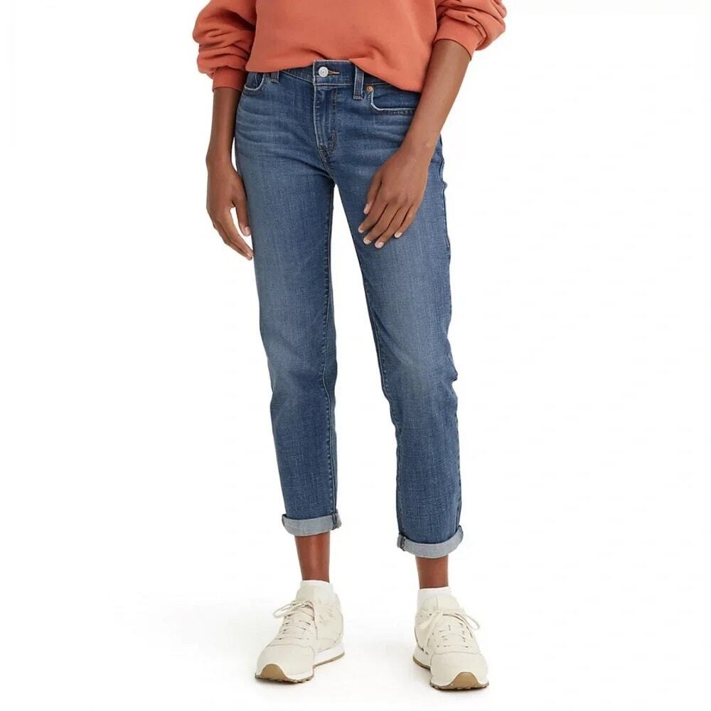 Denizen Levi's Medium Wash Blue Denim Mid Rise Boyfriend Jeans Women's Size 12